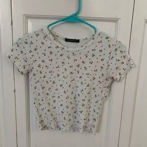White And Red Flowered Brandy Melville Top